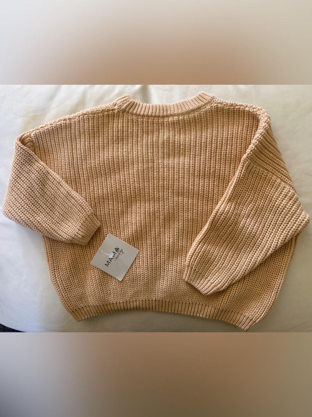 NWT Mama & Mini Chunky Cable Knit Crewneck Sweater in Beige  Multiple Sizes - Picture 3 of 3